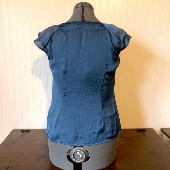 LAST CHANCE! Lovely, Silky Slate Blue Blouse, S - Picture 2 of 5